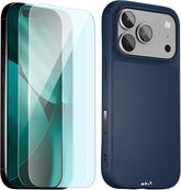 Mous for iPhone 17 Pro Max Case and 2 Pack Anti-Blue Light Screen Protector, Military-Grade Protection Shockproof Phone Case for iPhone 17 Pro Max, Marine Blue