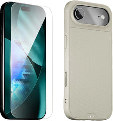 Mous for iPhone Air Case and Ceramic Screen Protector, Military-Grade Protection Shockproof Phone Case for iPhone 17 Air, Stone