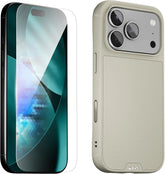 Mous for iPhone 17 Pro Max Case and Ceramic Screen Protector, Stone