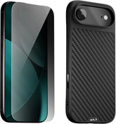 Mous for iPhone Air Case and Privacy Screen Protector, Military-Grade Protection Shockproof Carbon Fibre Phone Case for iPhone Air