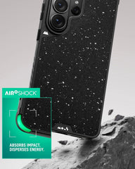 Mous for Samsung Galaxy S25 Case MagSafe Compatible - Limitless 6.0 - Black Speckled Fabric - Protective Shockproof Phone Cover