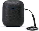 Mous - Protective Case Cover for AirPods 1st and 2nd Generation with Keychain, Wireless Charging Compatible - Genuine Leather - Black - AirPod Accessories