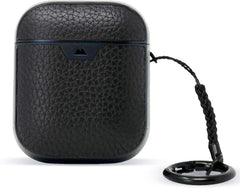 Mous - Protective Case Cover for AirPods 1st and 2nd Generation with Keychain, Wireless Charging Compatible - Genuine Leather - Black - AirPod Accessories