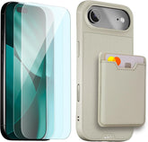 Mous for iPhone Air Stone Case with Anti-Blue Light Screen Protector and MagSafe Card Holder