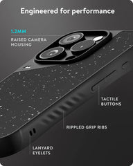 Mous for iPhone 16 Pro Case MagSafe Compatible with Camera Control, Limitless Speckled Black Fabric