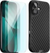 Mous for iPhone 17 Case and 2 Pack Anti-Blue, Carbon Fibre Phone Case