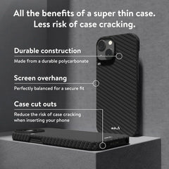 Mous for iPhone 15 Plus Case MagSafe Compatible - Super Thin Magnetic Phone Cover - Carbon Fiber