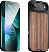 Mous for iPhone Air Case and Ceramic Screen Protector, Military-Grade Protection Shockproof Walnut Phone Case for iPhone 17 Air
