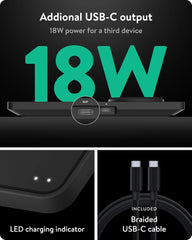 Mous - Dual Charging Station, MagSafe Compatible with iPhone 17/16/15/14, Pixel 10 and Airpods, Matte Black