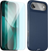Mous for iPhone Air Case and 2 Pack Anti-Blue Light Screen Protector, Military-Grade Protection Shockproof Phone Case for iPhone Air, Marine Blue