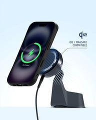 Mous 15W Wireless Charging Dashboard Mount, Designed for MagSafe Car Phone Holder- Fast Cooling Magnetic Car Mount Charger Compatible with iPhone 16/15/14/13, Pixel and S25 - Adhesive