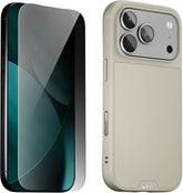 Mous for iPhone 17 Pro Max Case and Privacy Screen Protector, Stone
