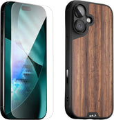 Mous for iPhone 17 Case and Ceramic Screen Protector, Walnut Phone Case