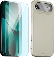 Mous for iPhone Air Case and 2 Pack Anti-Blue Light Screen Protector, Military-Grade Protection Shockproof Phone Case for iPhone Air, Stone