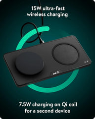 Mous - Dual Charging Station, MagSafe Compatible with iPhone 17/16/15/14, Pixel 10 and Airpods, Matte Black