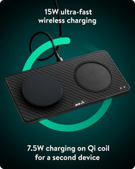 Mous - Dual Charging Station, MagSafe Compatible with iPhone 17/16/15/14, Pixel 10 and Airpods, Aramid Fibre