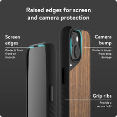 Mous Case for iPhone 15 MagSafe Compatible - Limitless 5.0 - Walnut - Protective iPhone 15 Case - Shockproof Phone Cover