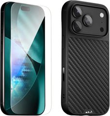 Mous for iPhone 17 Pro Case and Ceramic Screen, Carbon Fibre Phone Case