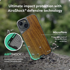 Mous Case for iPhone 15 MagSafe Compatible - Limitless 5.0 - Walnut - Protective iPhone 15 Case - Shockproof Phone Cover
