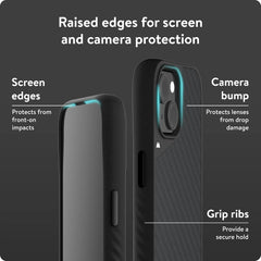 Mous for iPhone 15 Case MagSafe Compatible - Limitless 5.0 - Carbon Fiber - Protective iPhone 15 Case - Shockproof Phone Cover