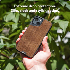 Mous - Protective Case for iPhone 13 - Limitless 4.0 - Walnut - Fully Compatible with Apple's MagSafe
