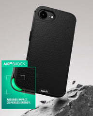 Mous for iPhone 16e Case 2025 MagSafe Compatible - Limitless 6.0 - Black Leather - Protective Shockproof Phone Cover