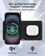 Mous - Dual Charging Station, MagSafe Compatible with iPhone 17/16/15/14, Pixel 10 and Airpods, Matte Black