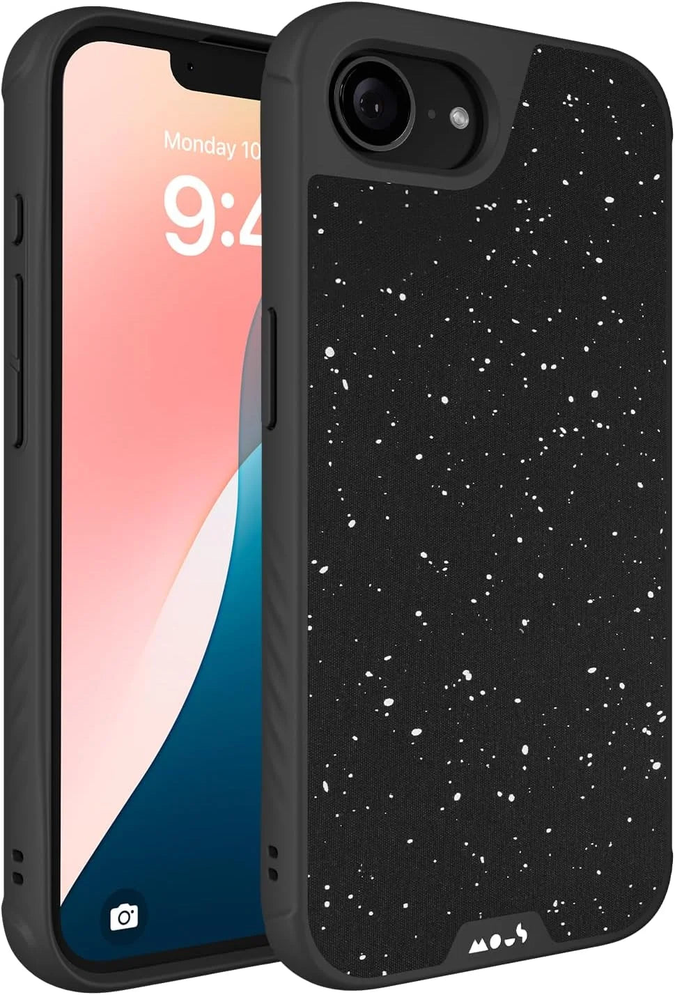 Mous for iPhone 17e/ 16e Case MagSafe Compatible - Limitless Black Speckled Fabric