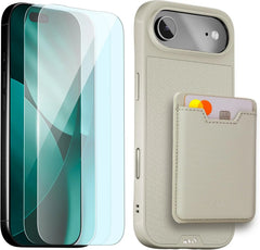 Mous for iPhone Air Stone Case with Anti-Blue Light Screen Protector and MagSafe Card Holder