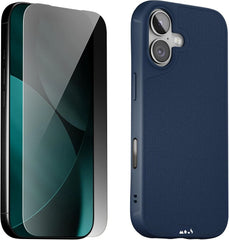 Mous for iPhone 17 Case and Privacy Screen Protector, Marine Blue