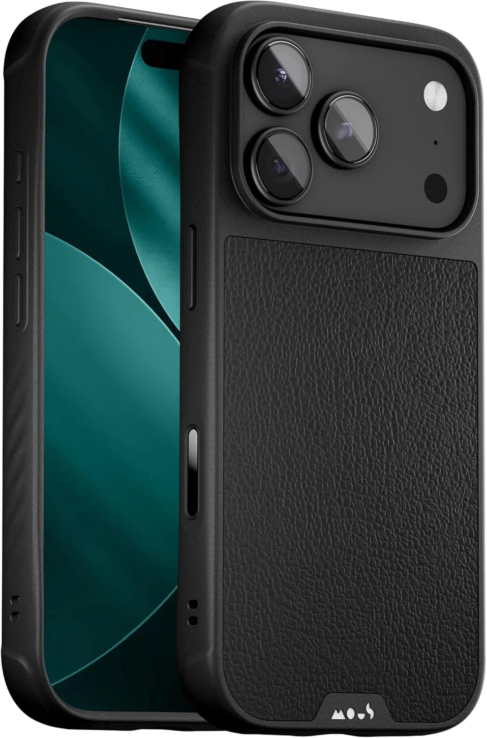 Mous for iPhone 17 Pro Limitless Black Leather Case, Compatible with MagSafe, Full Camera Protection, Shockproof, Black