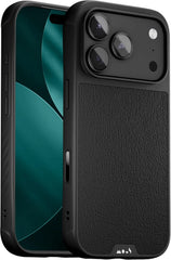 Mous for iPhone 17 Pro Max Limitless Black Leather Case, Compatible with MagSafe, Full Camera Protection, Shockproof, Black