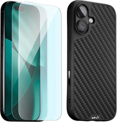 Mous for iPhone 17 Case and 2 Pack Anti-Blue, Carbon Fibre Phone Case