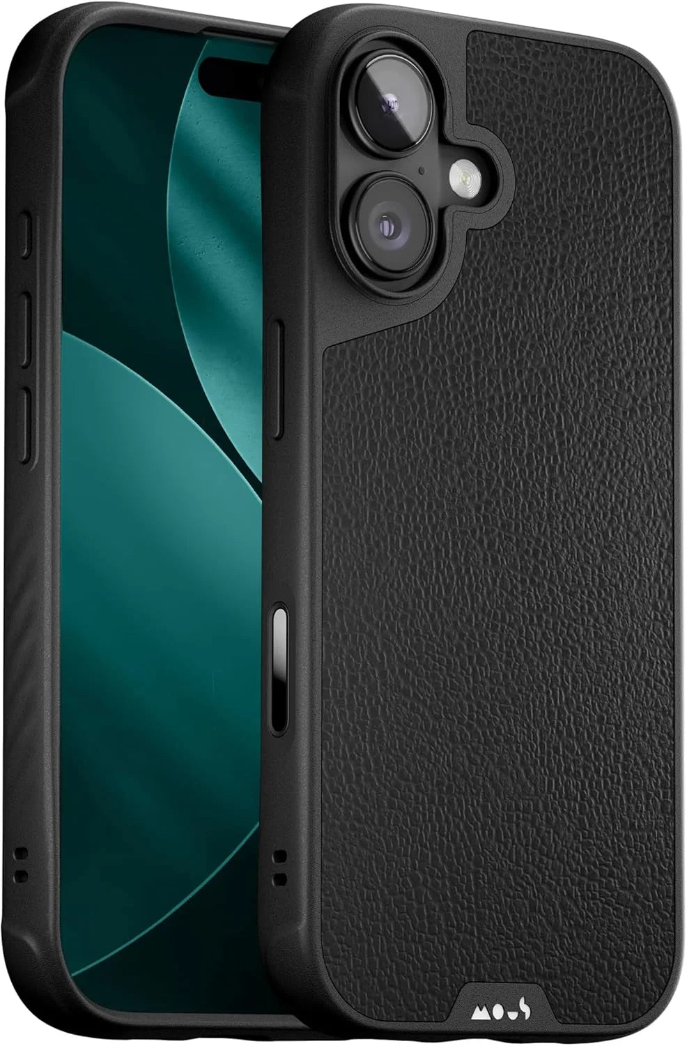 Mous for iPhone 17 Limitless Black Leather Case, Compatible with MagSafe, Full Camera Protection, Shockproof, Black