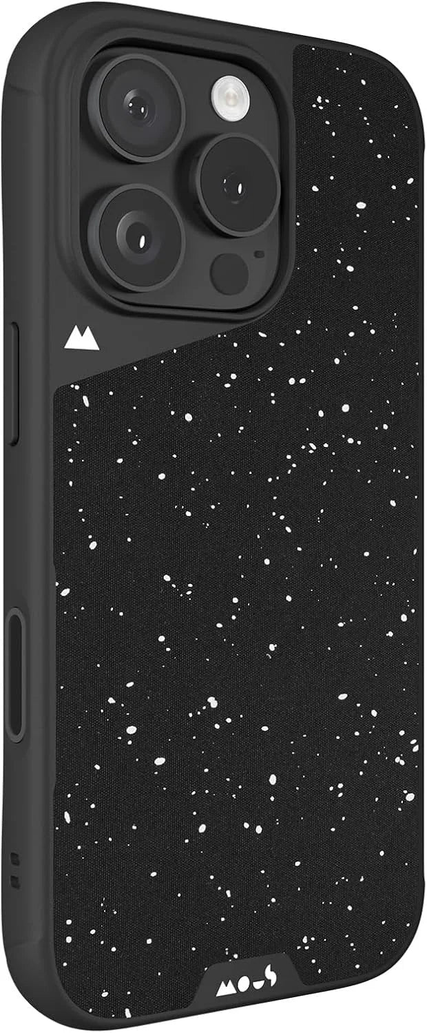 Mous for iPhone 16 Pro Case MagSafe Compatible with Camera Control, Limitless Speckled Black Fabric