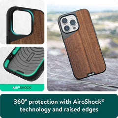 Mous - Protective Case for iPhone 14 - Walnut - Limitless 5.0 - Fully MagSafe Compatible - Wood iPhone 14 Case Shockproof