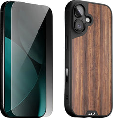 Mous for iPhone 17 Case and Privacy Screen Protector, Walnut Phone Case