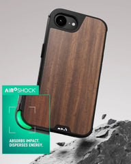 Mous for iPhone 16e Case 2025 MagSafe Compatible - Limitless 6.0 - Walnut - Protective Shockproof Phone Cover
