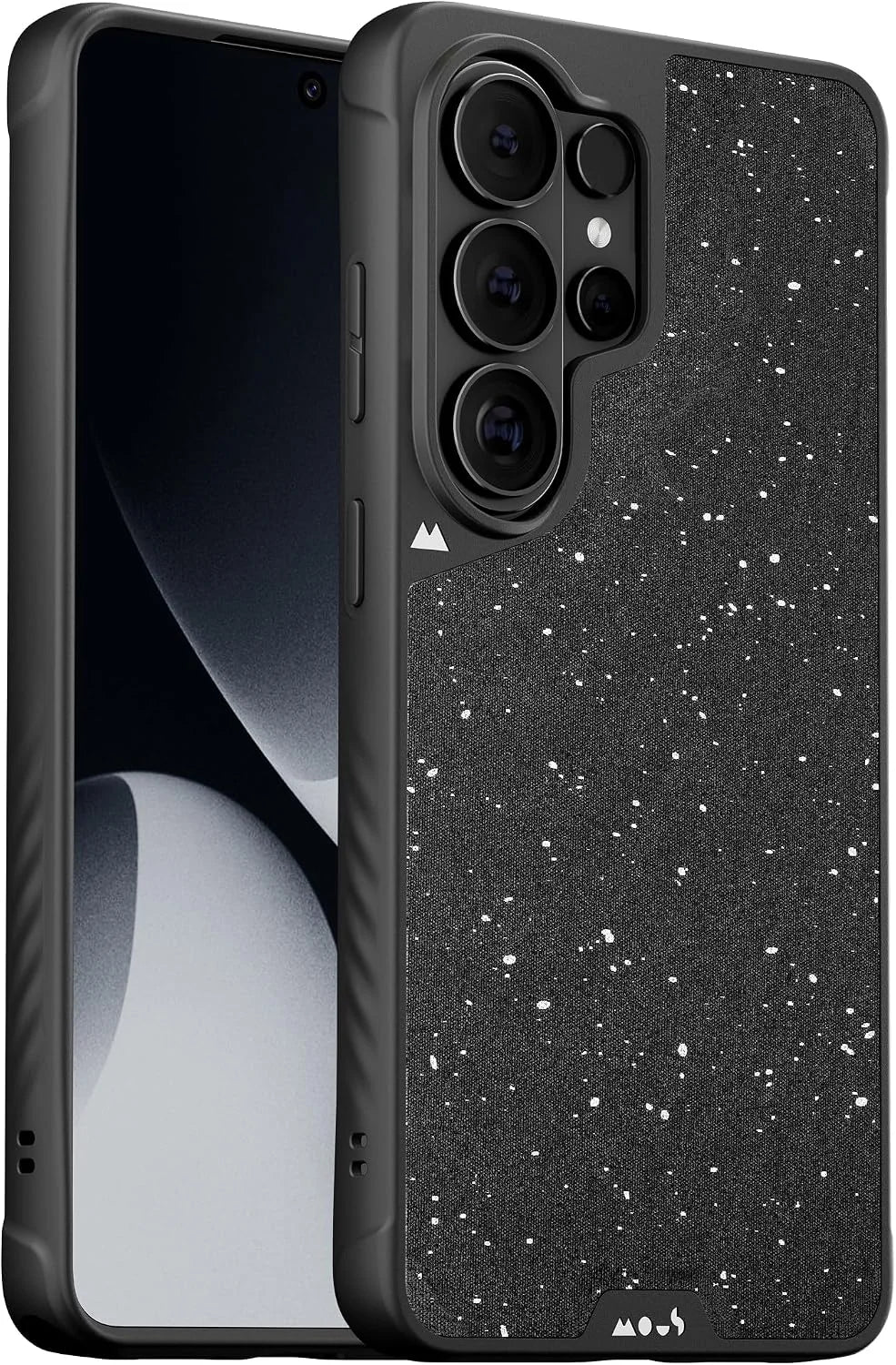 Mous for Samsung Galaxy S25 Case MagSafe Compatible - Limitless 6.0 - Black Speckled Fabric - Protective Shockproof Phone Cover