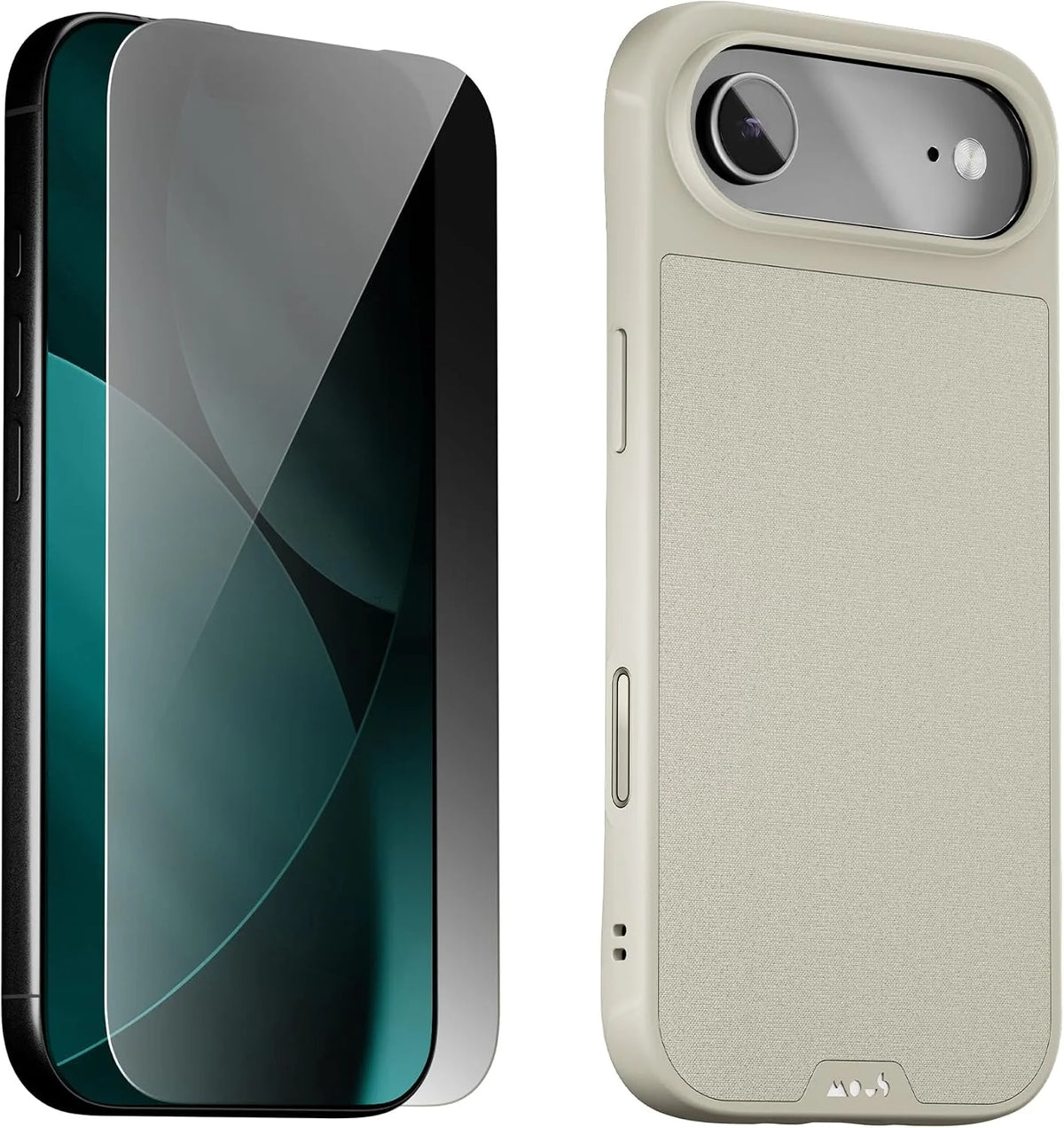 Mous for iPhone Air Case and Privacy Screen Protector, Military-Grade Protection Shockproof Phone Case for iPhone Air, Stone