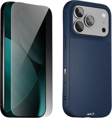 Mous for iPhone 17 Pro Max Case and Privacy Screen Protector, Marine Blue