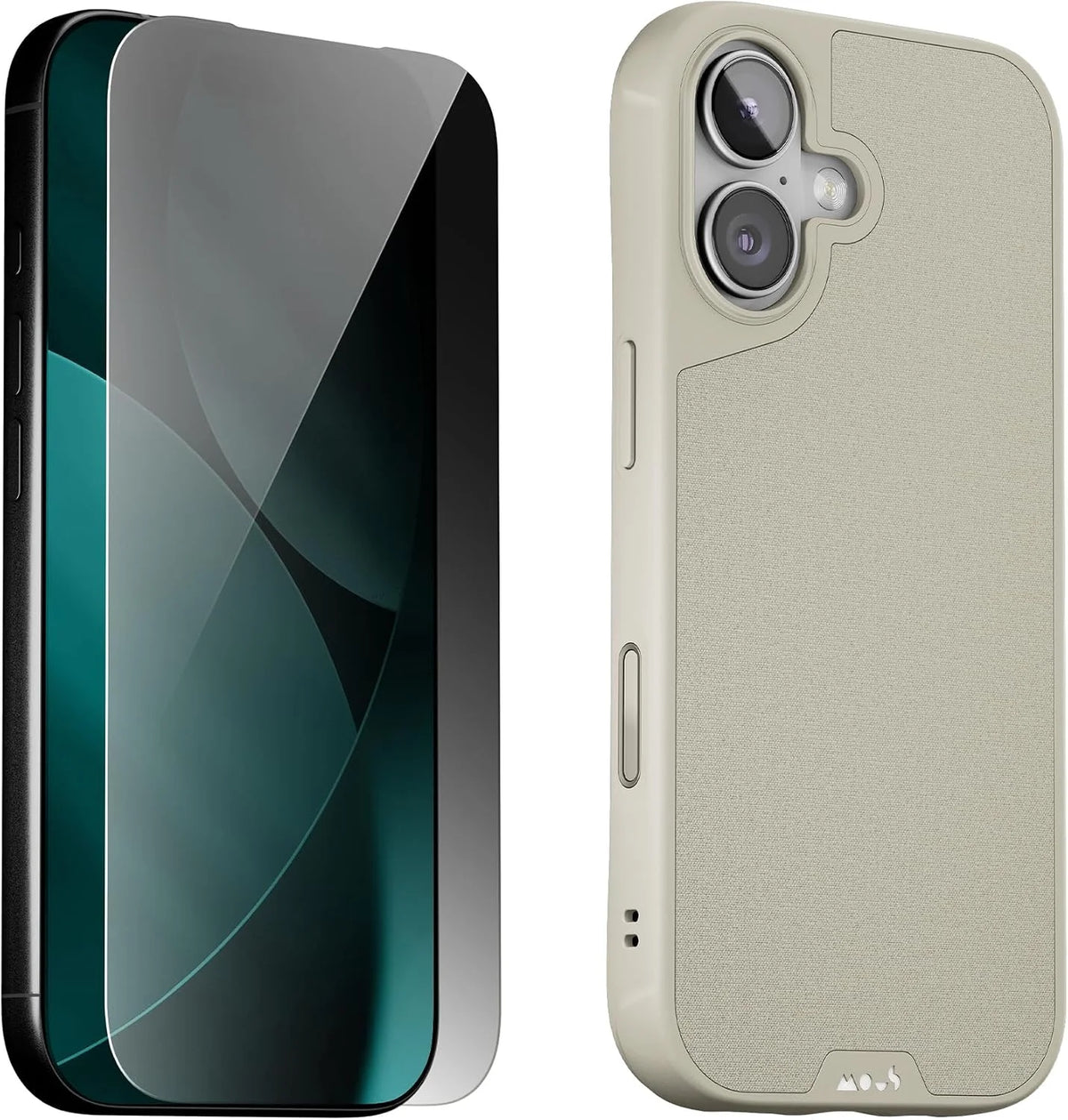 Mous for iPhone 17 Case and Privacy Screen Protector, Phone Case, Stone