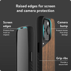Mous Case for iPhone 15 Pro Max MagSafe Compatible - Limitless 5.0 - Walnut - Protective iPhone 15 Pro Max Case - Shockproof Phone Cover