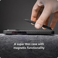 Mous for iPhone 15 Plus Case MagSafe Compatible - Super Thin Magnetic Phone Cover - Carbon Fiber