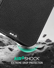 Mous for iPhone Air Case and 2 Pack Anti-Blue Light Screen Protector, Military-Grade Protection Shockproof Black Leather Phone Case for iPhone Air