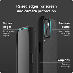 Mous for iPhone 15 Case MagSafe Compatible - Limitless 5.0 - Black Leather - Protective iPhone 15 Case - Shockproof Phone Cover