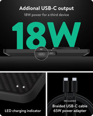 Mous - Dual Charging Station, MagSafe Compatible with iPhone 17/16/15/14, Pixel 10 and Airpods, Aramid Fibre